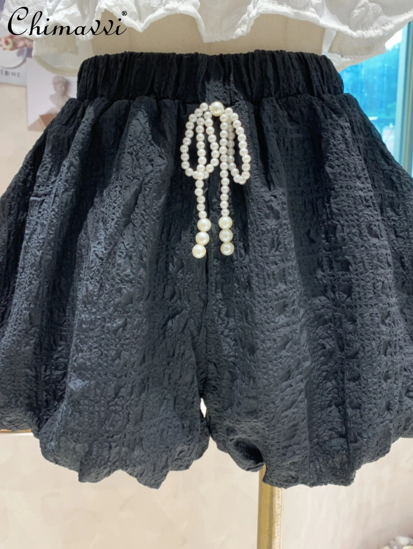 2022 Summer Clothes New Fashion Lantern Pearl Ladies Short Pants Bow Elastic Waist Wide Leg Pants Shorts Women's All-Matching
2022 Summer Clothes New Fashion Lantern Pearl Ladies Short Pants Bow Elastic Waist Wide Leg Pants Shorts Women's All-Matching