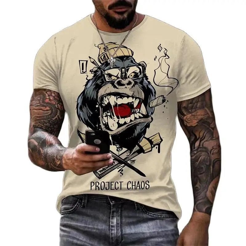 3D-printed Short Sleeve Comic T-shirt for Men and Women, Breathable Casual Shirt with Violent Gorilla Head, Versatile
3D-printed Short Sleeve Comic T-shirt for Men and Women, Breathable Casual Shirt with Violent Gorilla Head, Versatile
