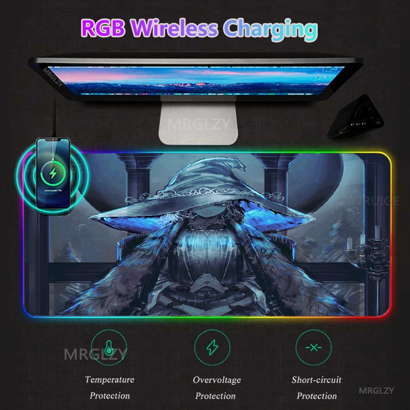 Ranni RGB LED Mouse Pad with Wireless Charger Elden Ring Game Typec Large Gaming MousePad Carpets Office Accessories Play Mats
Ranni RGB LED Mouse Pad with Wireless Charger Elden Ring Game Typec Large Gaming MousePad Carpets Office Accessories Play Mats