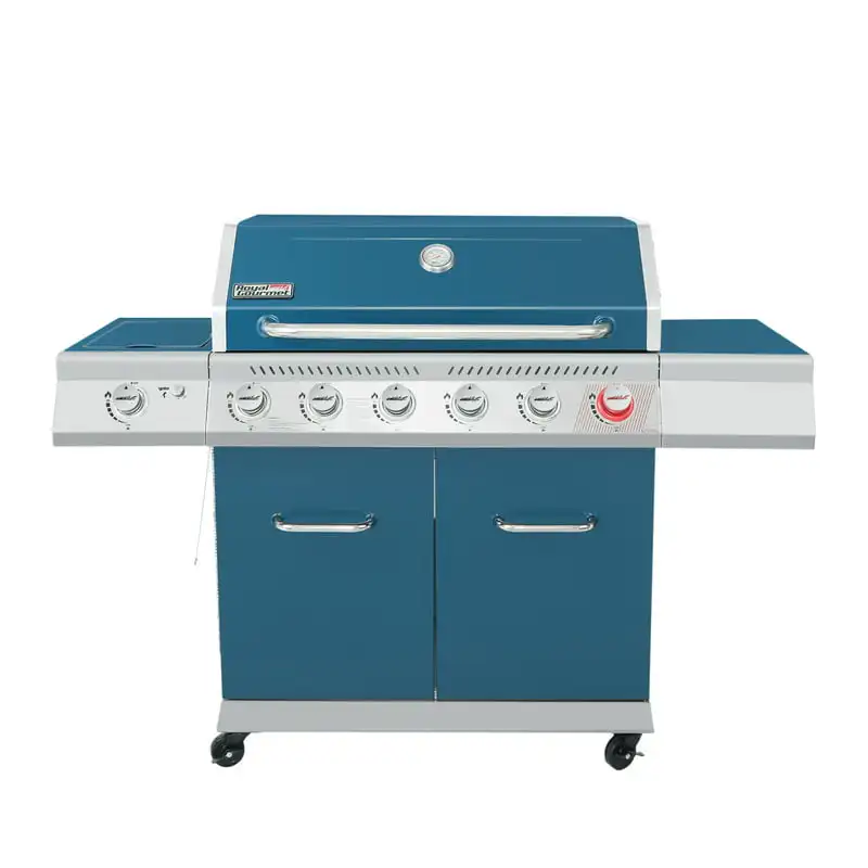 

GA6402B 6-Burner BBQ Gas Grill with Sear Burner and Side Burner, 74,000