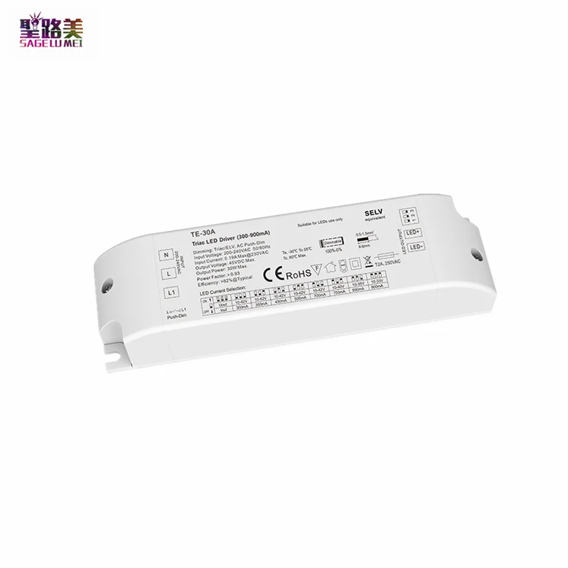 AC220V Voltage Changer to 10-42VDC 30W 300MA-900MA Triac Dimmable LED Driver Dimmer TE-30A For Downlight Spotlight and Decora
AC220V Voltage Changer to 10-42VDC 30W 300MA-900MA Triac Dimmable LED Driver Dimmer TE-30A For Downlight Spotlight and Decora