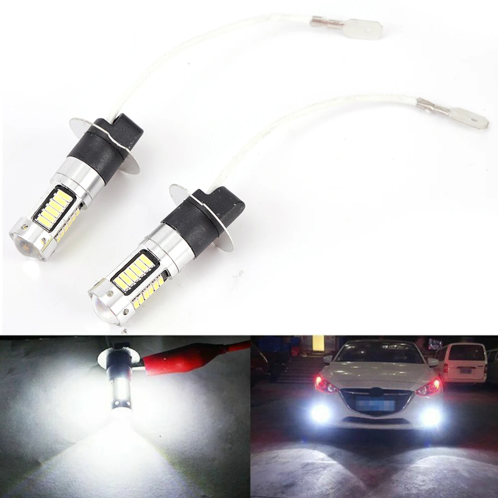 

2*H3 LED Fog Light Bulbs Conversion Kit DC 12V 1800LM/Bulb Super Bright Canbus 6000K White 100W 360°Beam Angle Car Lights