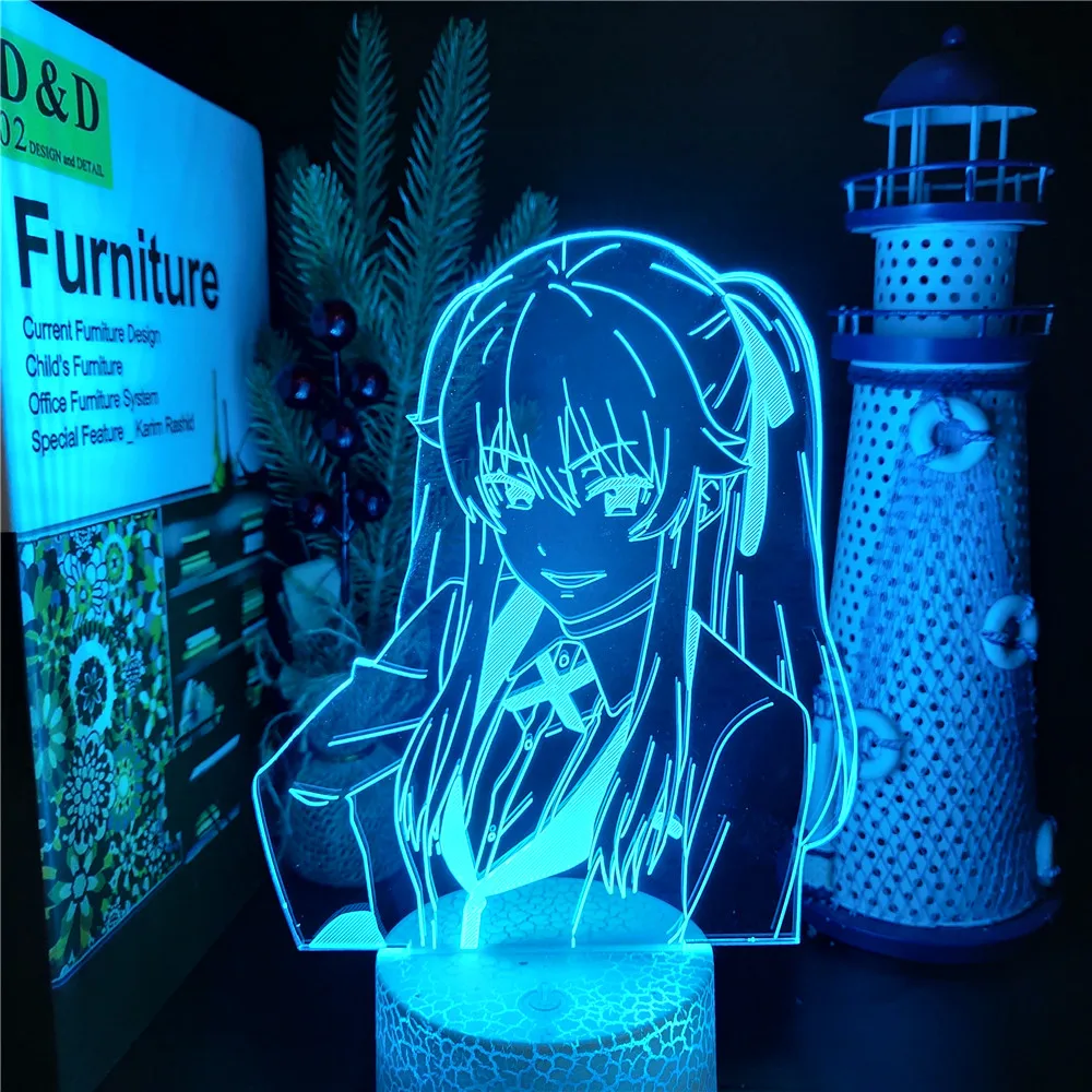 

Anime Kakegurui XX Mary Saotome Smile Acrylic 3d Led Lamp Room Decor Night Light Color Changing Lampara Table Lamp Manga Gifts