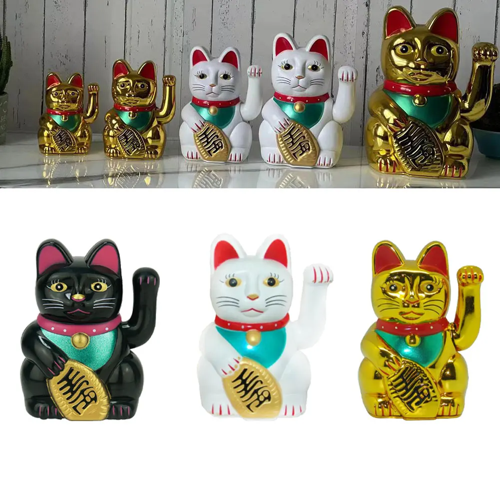 

5inch Beckoning Cat Electric Waving Fortune Lucky Cat Cashier New Store Opening Gift Home Decor Room Shop Decoration