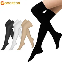 GOMOREON 1Pair Compression Socks Knee High Compression Sock for Women & Men Stockings for Running, Cycling,Athletic