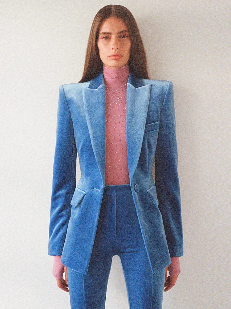 HIGH STREET 2023 Fall Winter Designer Runway Suit Set Women's Single Button Velvet Blazer Jacket Flare Pants Suit
HIGH STREET 2023 Fall Winter Designer Runway Suit Set Women's Single Button Velvet Blazer Jacket Flare Pants Suit