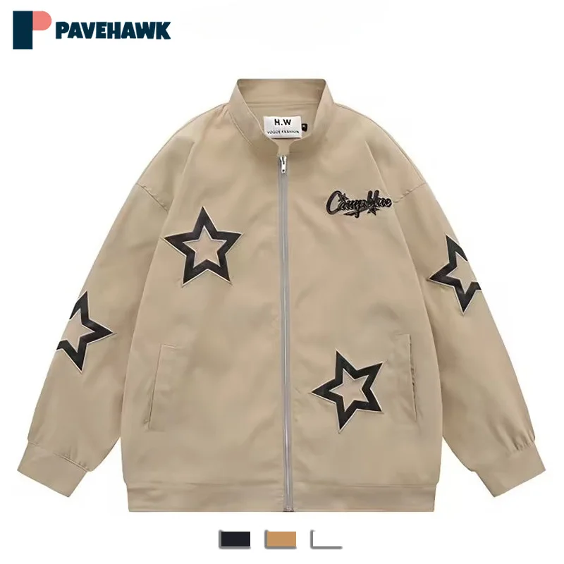 Retro Bomber Jacket Men Women Star Embroidery Street Baseball Jackets Y2K Street Hip Hop Couple Loose Taped Coat New Autumn
Retro Bomber Jacket Men Women Star Embroidery Street Baseball Jackets Y2K Street Hip Hop Couple Loose Taped Coat New Autumn