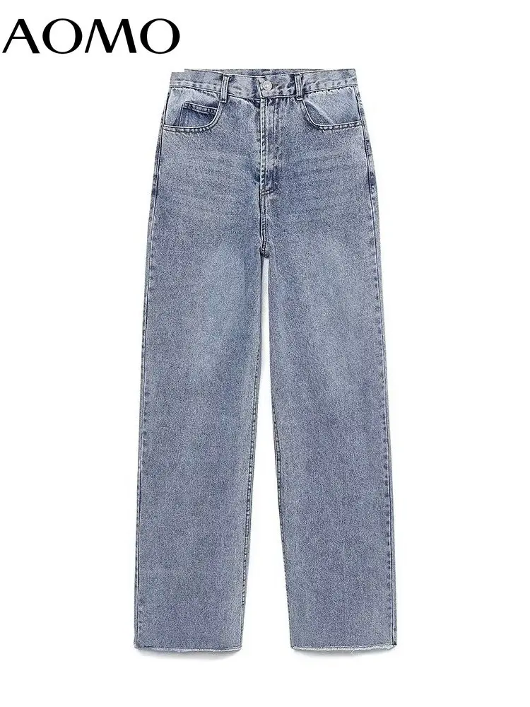 AOMO 2022 Women Blue Wide Leg Jeans Pants Trousers Pockets Buttons Female Pants 6H121A
AOMO 2022 Women Blue Wide Leg Jeans Pants Trousers Pockets Buttons Female Pants 6H121A
