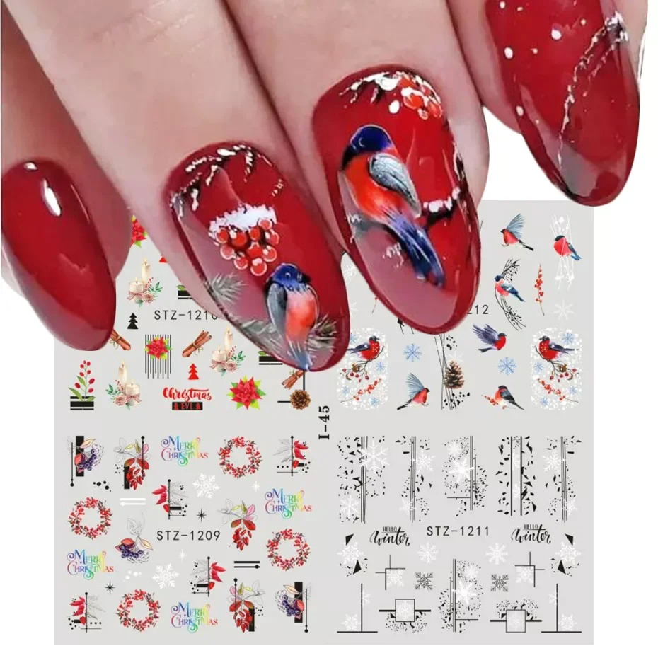 New Year Sliders Stickers on nails Snowflakes Winter Bird Cute Santa Snowman Nail Art Polish Decals Manicure Decoration NTI44-49
New Year Sliders Stickers on nails Snowflakes Winter Bird Cute Santa Snowman Nail Art Polish Decals Manicure Decoration NTI44-49