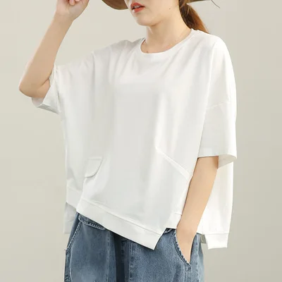 SuperAen 2022 Loose Plus Size Irregular Tops Women's Solid Summer Casual O Neck T-shirt
SuperAen 2022 Loose Plus Size Irregular Tops Women's Solid Summer Casual O Neck T-shirt