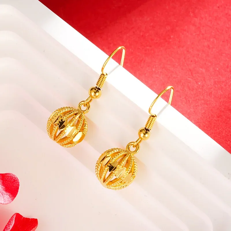 Genuine 18K Gold Color Hollow Bead Drop Earrings Simple Long Elegant Earrings for Women Fine Jewelry Gifts Not Fade
Genuine 18K Gold Color Hollow Bead Drop Earrings Simple Long Elegant Earrings for Women Fine Jewelry Gifts Not Fade