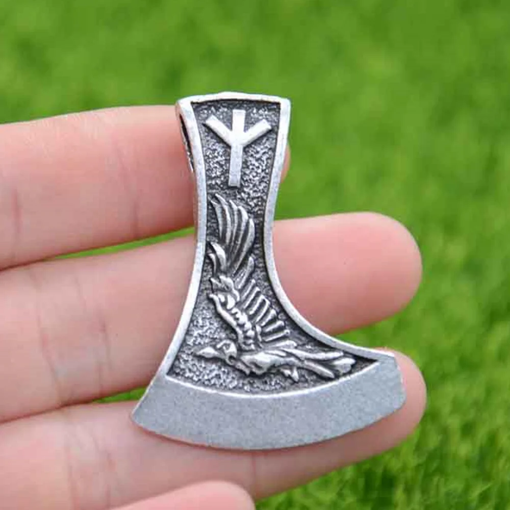 

Viking Axe Odin Raven Wolf Amulet Norse Runes Algiz Othila Protection Mens Womens Vintage Necklace Talisman Jewelry Dropshipping