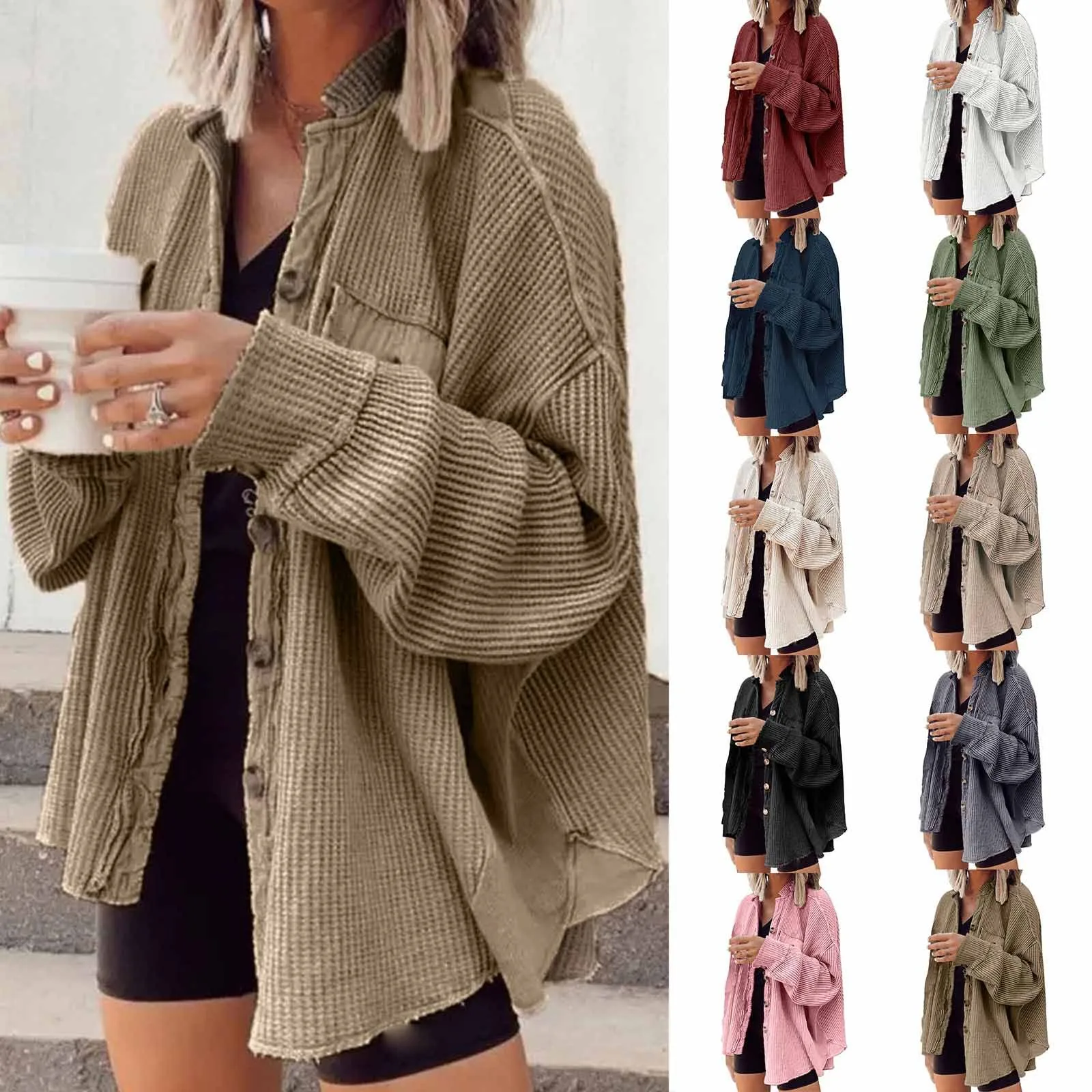 Elegant Solid Rib Top for Women 2023 Autumn New Product Coat Fashion Casual Lapel Pocket Panel Irregular Shirt Jacket Plus Size
Elegant Solid Rib Top for Women 2023 Autumn New Product Coat Fashion Casual Lapel Pocket Panel Irregular Shirt Jacket Plus Size