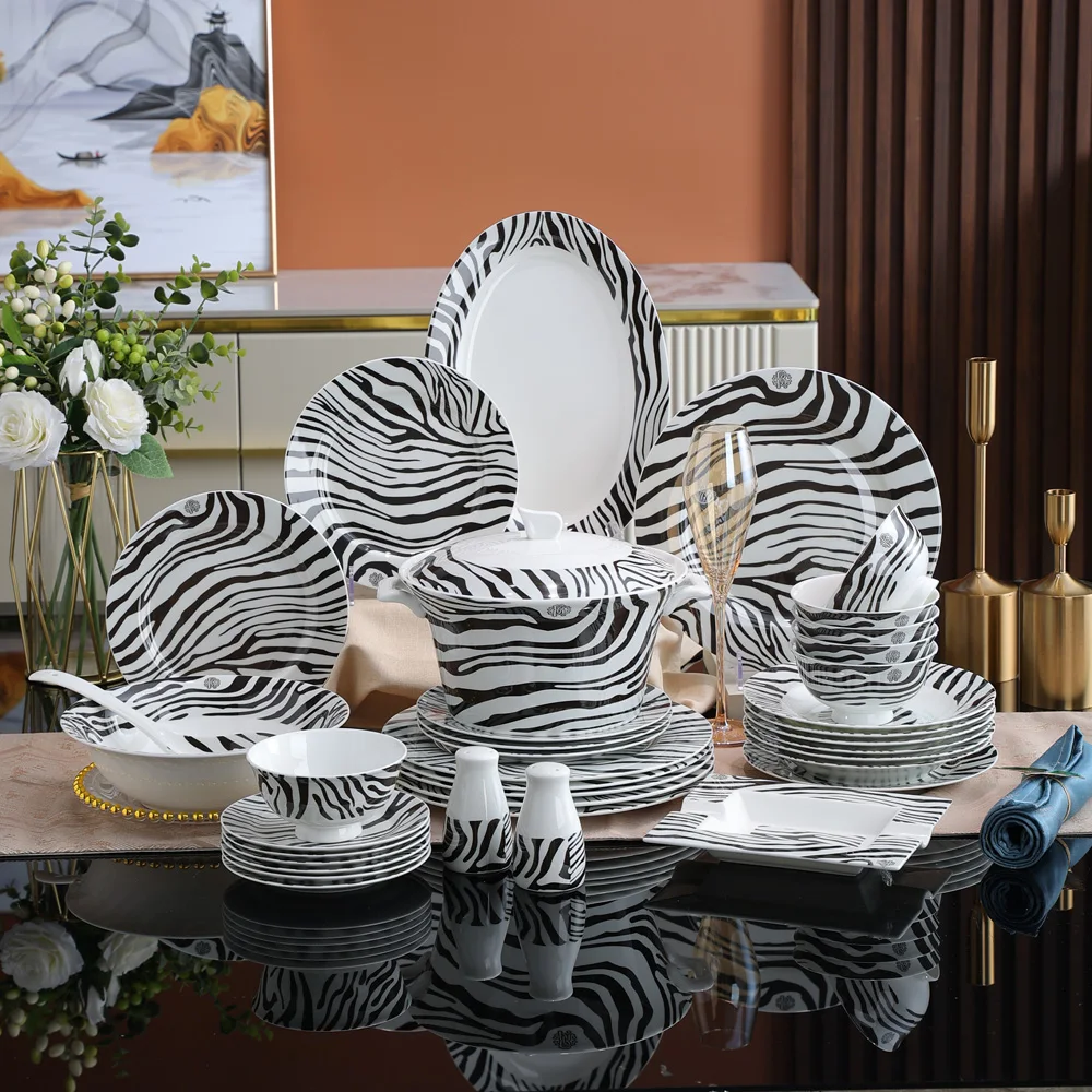 Zebra-Print Ceramic Plate and Bowl Set, Christmas Salad, Dessert, Bone China, White Kitchen Plate, Round Tray
Zebra-Print Ceramic Plate and Bowl Set, Christmas Salad, Dessert, Bone China, White Kitchen Plate, Round Tray