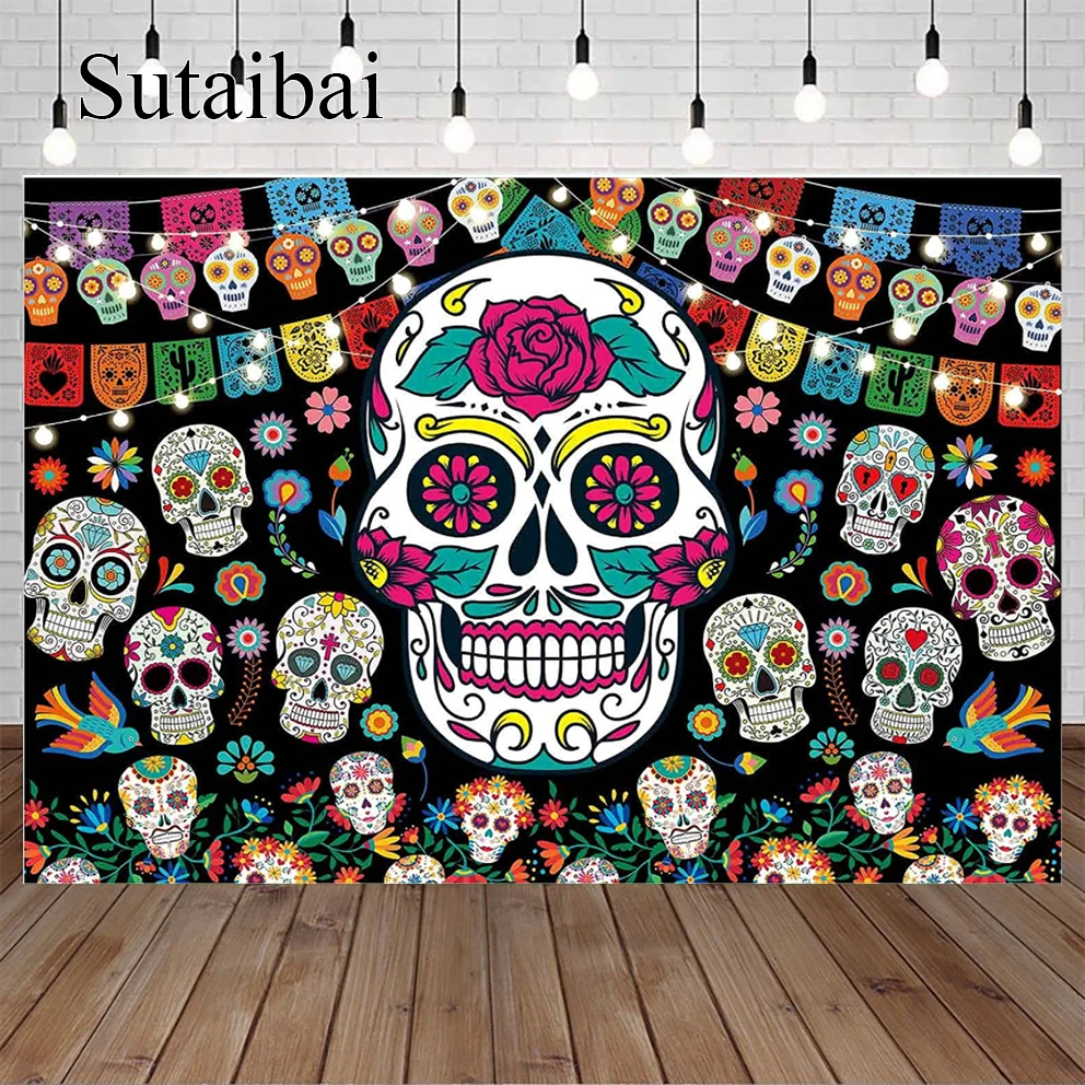 Day of The Dead Backdrop for Party Mexican Fiesta Sugar Skull Photography Background Dia DE Los Muertos Skull Floral Dress-up
Day of The Dead Backdrop for Party Mexican Fiesta Sugar Skull Photography Background Dia DE Los Muertos Skull Floral Dress-up