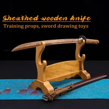 78cm Wooden Knife With Sheath Samurai Blade Short Sword Japan Katana Wakizashi Training Props Draw Sword Toys
