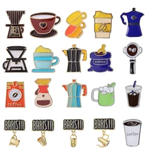 Cartoon Coffee Tool Series pins Vintage American Style Brooch Coffee shop Souvenir Badge Accessories wholesale Send guests gifts