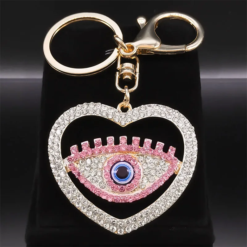 Turkey Greek Eye Eyelash Heart Keychain for Women Men Pink Rhinestone Metal Gold Color Lucky Keyring Jewelry ojo turco K9036S01
Turkey Greek Eye Eyelash Heart Keychain for Women Men Pink Rhinestone Metal Gold Color Lucky Keyring Jewelry ojo turco K9036S01