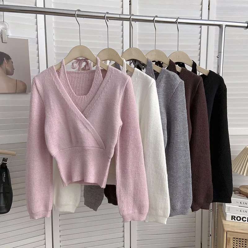 Knitted Outwear Sweater Korean Style Women Sweaters Pure Color Pullover Female Casual Ladies Halter Slim Clothes Dropshipping
Knitted Outwear Sweater Korean Style Women Sweaters Pure Color Pullover Female Casual Ladies Halter Slim Clothes Dropshipping