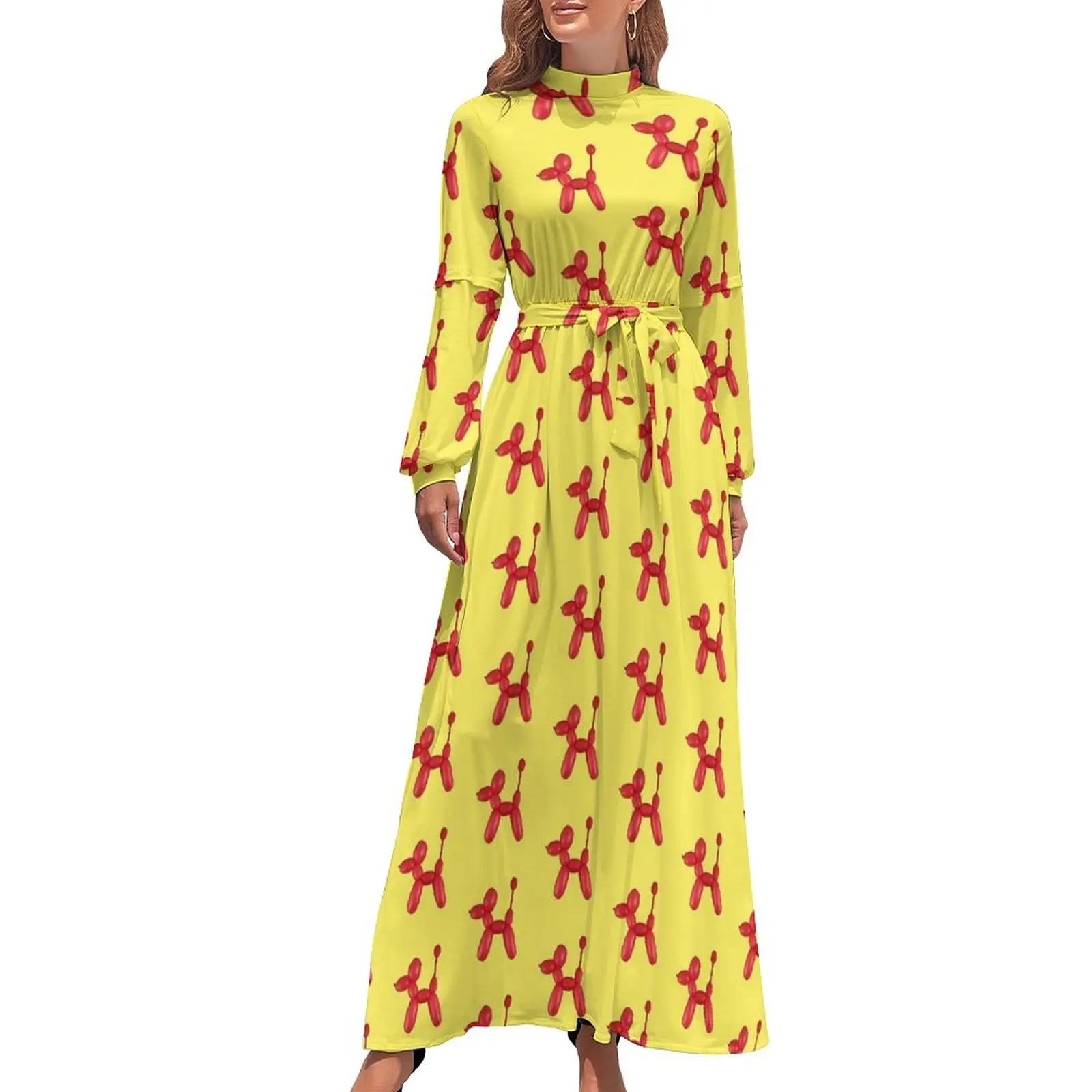 Red Balloon Dog Dress High Neck Cartoon Animal Graphic Bohemia Dresses Long Sleeve Stylish Long Maxi Dress Trendy Vestido
Red Balloon Dog Dress High Neck Cartoon Animal Graphic Bohemia Dresses Long Sleeve Stylish Long Maxi Dress Trendy Vestido