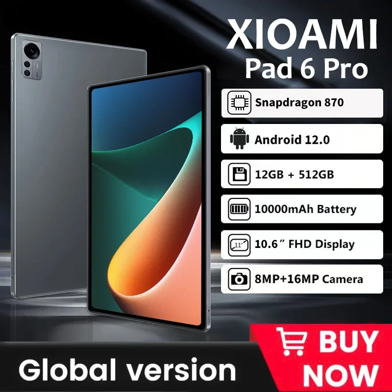 2023 Original Global Version Pad 6 Pro Tablet Android 12 Snapdragon 870 12GB+512GB Tablets PC 5G Dual SIM Card WIFI HD 4K Mi Tab
2023 Original Global Version Pad 6 Pro Tablet Android 12 Snapdragon 870 12GB+512GB Tablets PC 5G Dual SIM Card WIFI HD 4K Mi Tab
