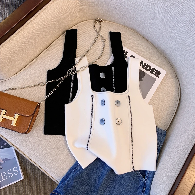 Bottoming Tops for Women Casual Camisole for Summer Vest 2022 New O-neck Button Solid Sleeveless Knitted Nylon Cotton Tanks F66
Bottoming Tops for Women Casual Camisole for Summer Vest 2022 New O-neck Button Solid Sleeveless Knitted Nylon Cotton Tanks F66