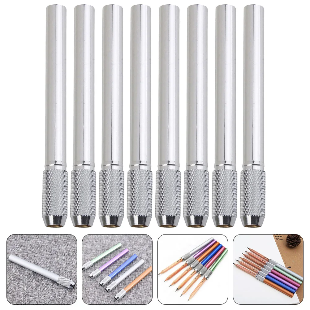 

8 Pcs Charcoal Pencils Extender Pencils Extenders Holders Home Extension Extending Tool Artists Stainless Steel Metal Crayon