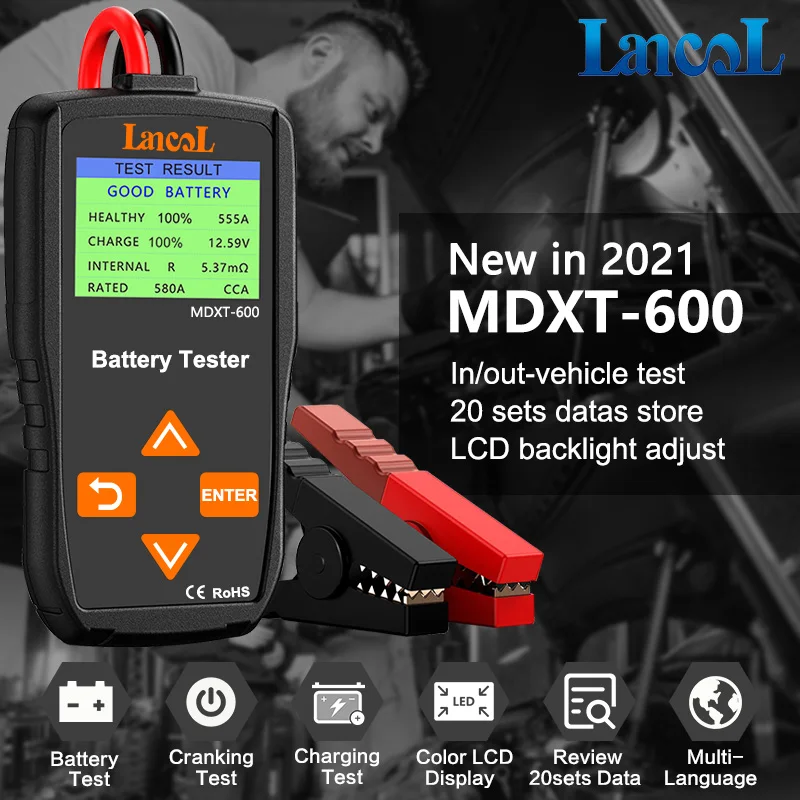 Lancol MDXT600 тестер автомобильного аккумулятора 12 В тестеры нагрузки с цветным