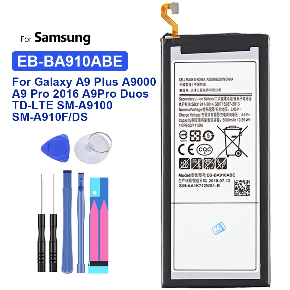 EB-BA910ABE 5000mAh Battery For Samsung Galaxy A9+ PLUS A9000 A9 Pro 2016 A9Pro Duos TD-LTE, SM-A9100, SM-A910F/DS Bateria
EB-BA910ABE 5000mAh Battery For Samsung Galaxy A9+ PLUS A9000 A9 Pro 2016 A9Pro Duos TD-LTE, SM-A9100, SM-A910F/DS Bateria