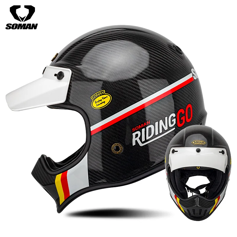 Men Black Capacete De Moto Retro Style DOT ECE Carbon Fiber Motocross Motorcycle Helmet Professional
Men Black Capacete De Moto Retro Style DOT ECE Carbon Fiber Motocross Motorcycle Helmet Professional