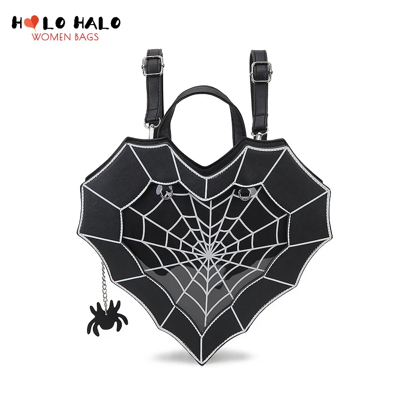Gothic Spiderweb Heart Shaped Ita Backpacks for Dark Lolita Holloween Pin Display Clear Window Handbag and Shoulder Bag Gifts
Gothic Spiderweb Heart Shaped Ita Backpacks for Dark Lolita Holloween Pin Display Clear Window Handbag and Shoulder Bag Gifts