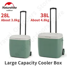 Naturehike 28-38L Camping Cooler Box Picnic Fishing Large Capacity Portable Keep Cold Trolley Box 24-48H Insulation Food Storage