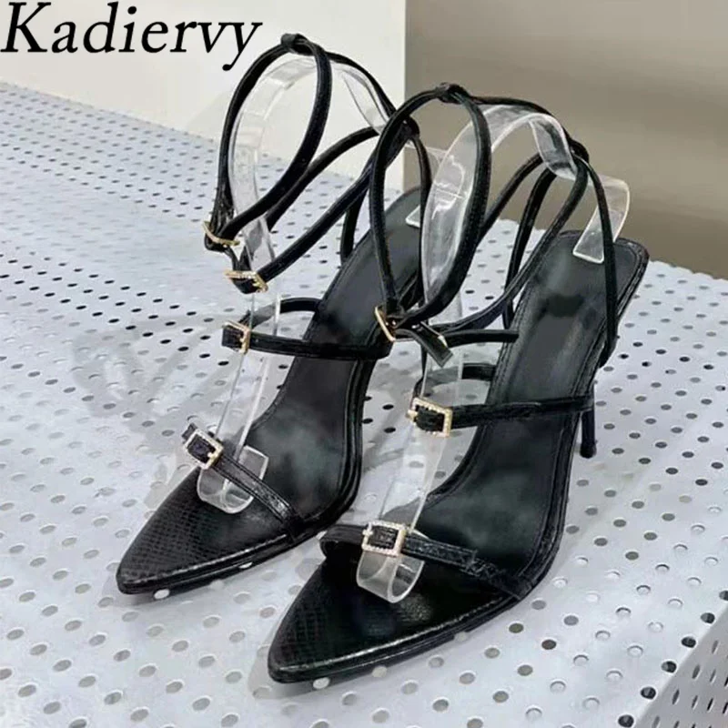 Summer High Heels Gladiator Sandals Women Narrow Band Black White Prom Shoes Pointed Peep Toe Sandals Woman Sandalias Mujer
Summer High Heels Gladiator Sandals Women Narrow Band Black White Prom Shoes Pointed Peep Toe Sandals Woman Sandalias Mujer