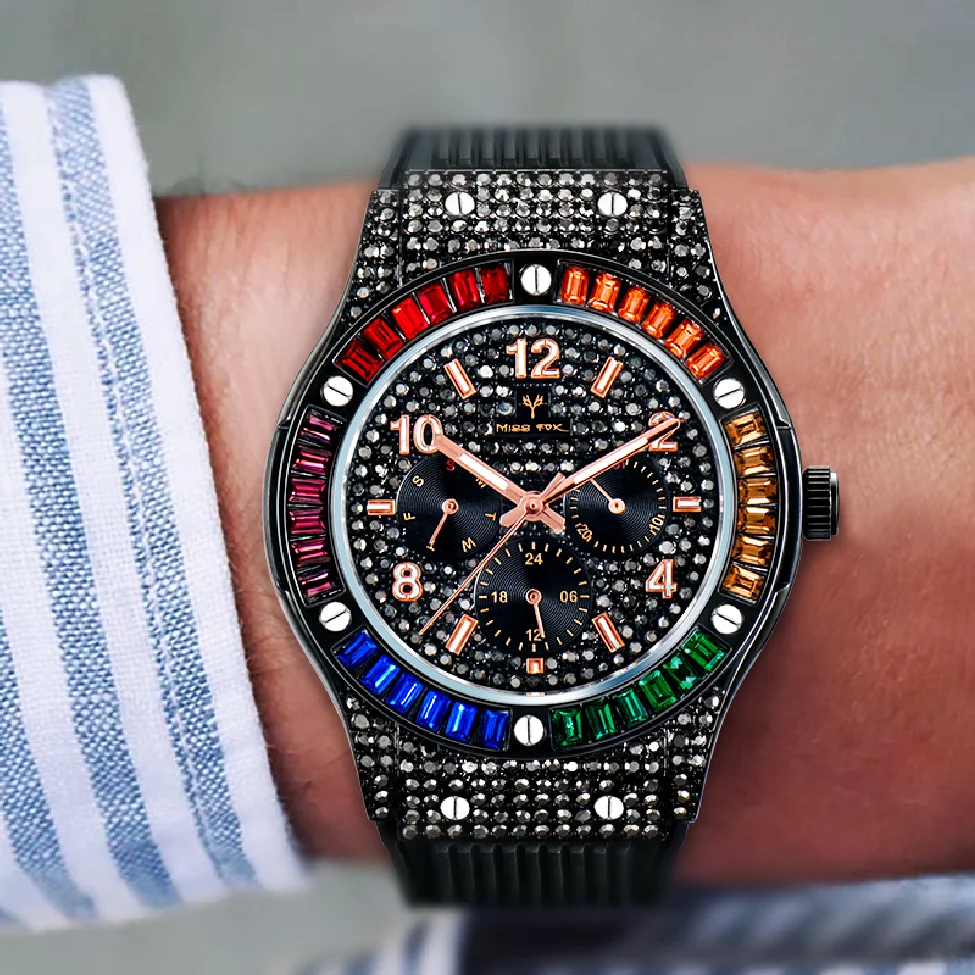 Black Watch For Men New Colorful Moissanite Ice Out Sport Luxury Quartz Watches Silicone Strap Streetstyle Dropshipping 2023
Black Watch For Men New Colorful Moissanite Ice Out Sport Luxury Quartz Watches Silicone Strap Streetstyle Dropshipping 2023