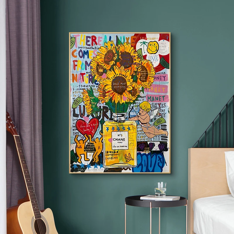 Graffiti Artwork Sunflower Perfume Luxury Canvas Painting The Real Luxe Comes From Nature Pop Art Poster Wall Picture Home Decor
Graffiti Artwork Sunflower Perfume Luxury Canvas Painting The Real Luxe Comes From Nature Pop Art Poster Wall Picture Home Decor