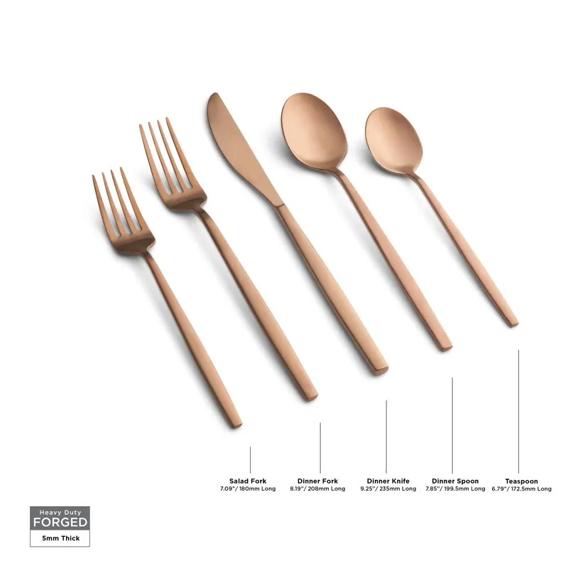 

. Luxurious 20-Piece Forged Copper-Satin 18/0 Stainless Steel Flatware Set, Perfect for Up to 4 Ideal Dinners Dinnerware: An Ide