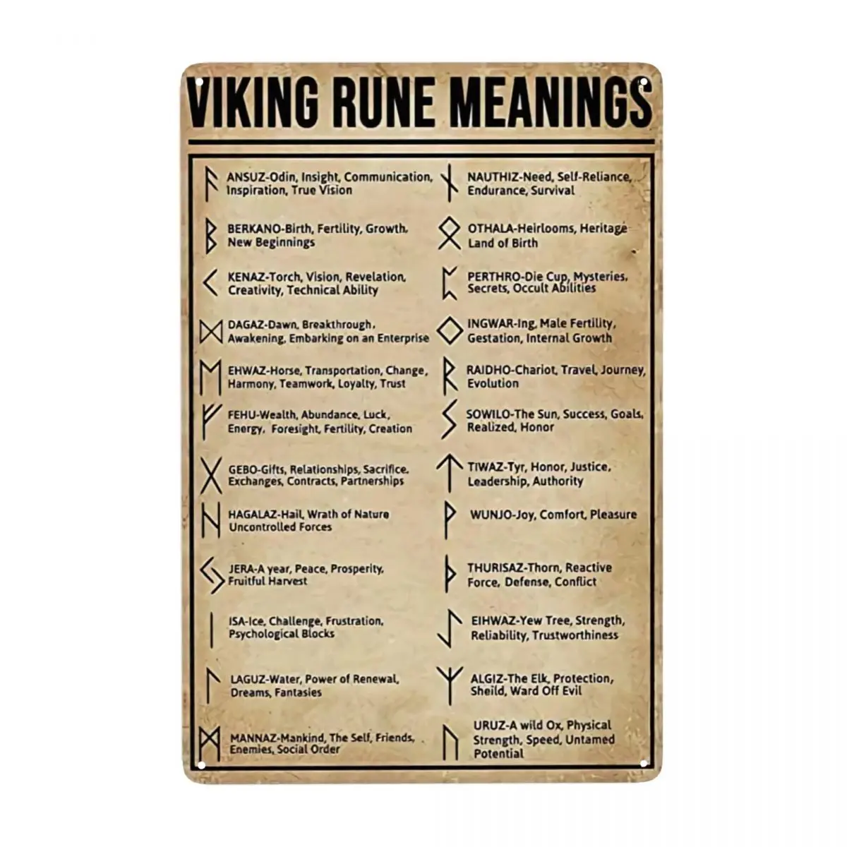 Retro Viking Rune Meaning Metal Tin Sign Rectangle Custom Signs Plaques Pub Cafe Yard Wall Decor Art
Retro Viking Rune Meaning Metal Tin Sign Rectangle Custom Signs Plaques Pub Cafe Yard Wall Decor Art