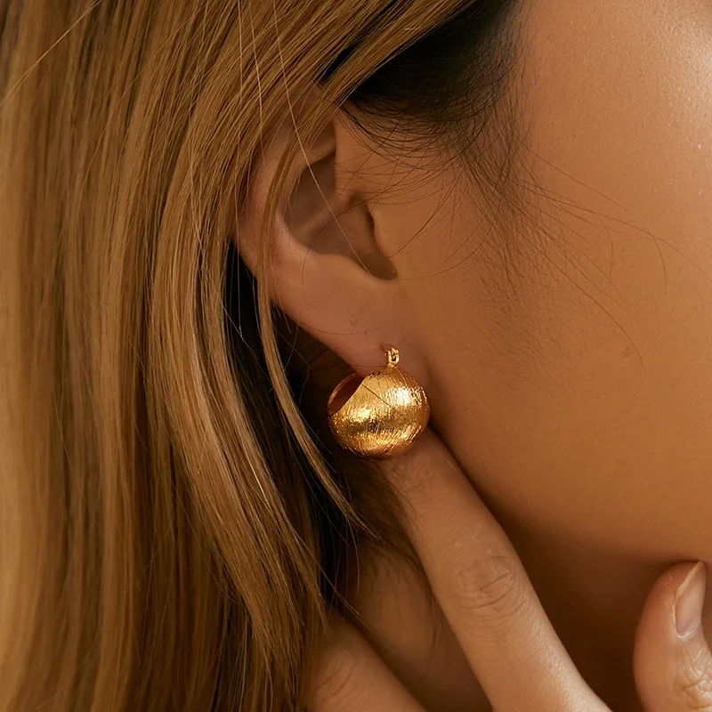 

CRMYA Gold-plated Brushed Circle Dangle Earrings for Women Vintage Piercing Gilr's Hoop Earrings 2023 Jewelry Wholesale