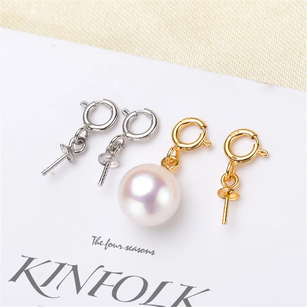 DIY Pearl Accessories S925 Sterling Silver Pearl Necklace Tail Chain Buckle Pearl Spring Buckle Pendant Empty Holder Female 
DIY Pearl Accessories S925 Sterling Silver Pearl Necklace Tail Chain Buckle Pearl Spring Buckle Pendant Empty Holder Female