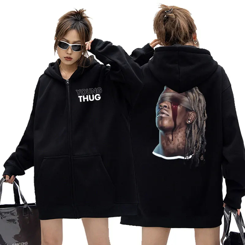 Hot Rapper Young Thug Hip Hop Oversized Zipper Hoodie Men Women Black Sweatshirt Men's Fashion Rap Zip Up Jacket Man Streetwear
Hot Rapper Young Thug Hip Hop Oversized Zipper Hoodie Men Women Black Sweatshirt Men's Fashion Rap Zip Up Jacket Man Streetwear