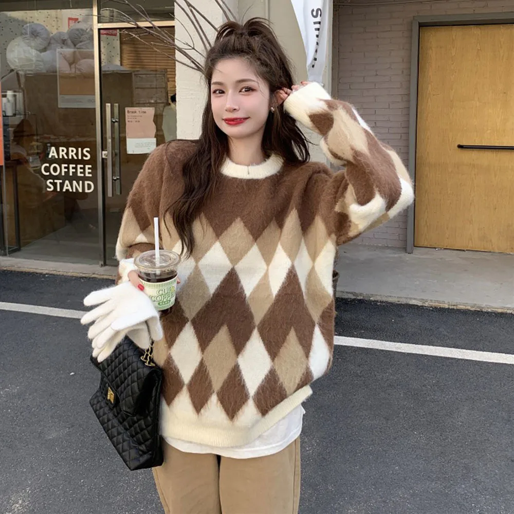 Women Knitted Sweater Fashion Mohair Pullovers Ladies Winter Loose Sweater Korean College Style Women Jumper Sueter Mujer
Women Knitted Sweater Fashion Mohair Pullovers Ladies Winter Loose Sweater Korean College Style Women Jumper Sueter Mujer