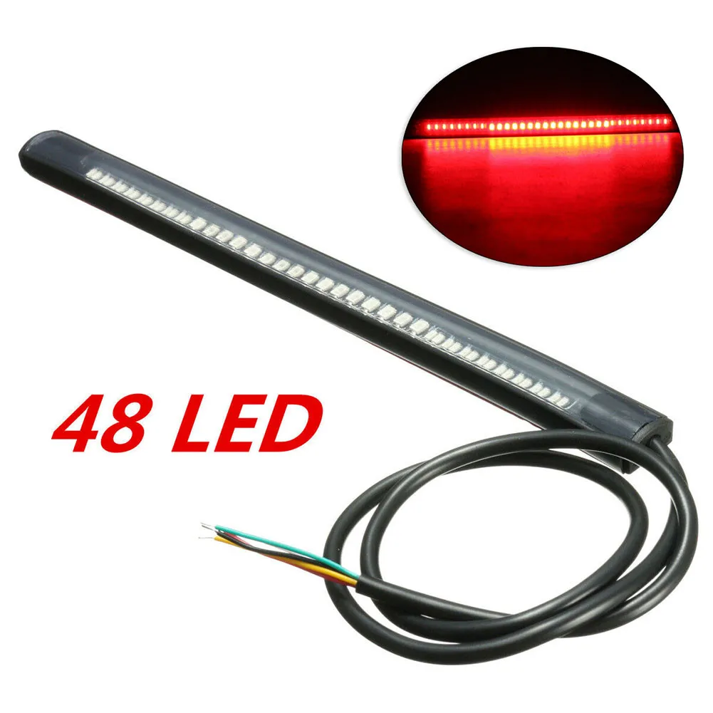Motorcycle Light Bar Strip Tail Brake Stop Turn Signal License Plate Light Integrated 3528 SMD 48 LED Red Amber Color
Motorcycle Light Bar Strip Tail Brake Stop Turn Signal License Plate Light Integrated 3528 SMD 48 LED Red Amber Color