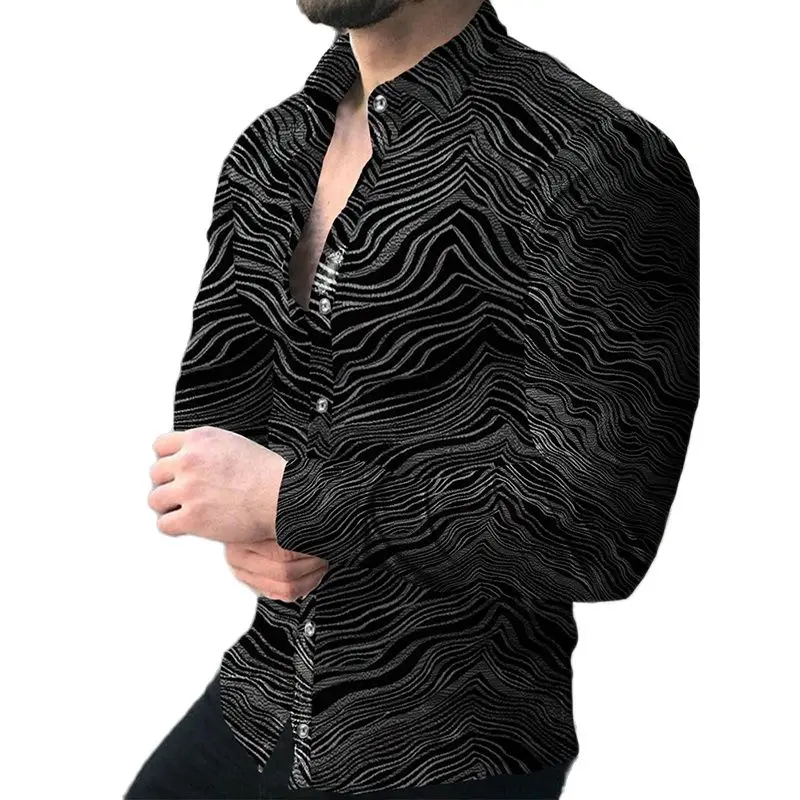 Fashion Men Shirts Turn-down Collar Buttoned Shirt Casual Designer Stripe Print Long Sleeve Tops Mens Clothes Club Prom Cardigan
Fashion Men Shirts Turn-down Collar Buttoned Shirt Casual Designer Stripe Print Long Sleeve Tops Mens Clothes Club Prom Cardigan