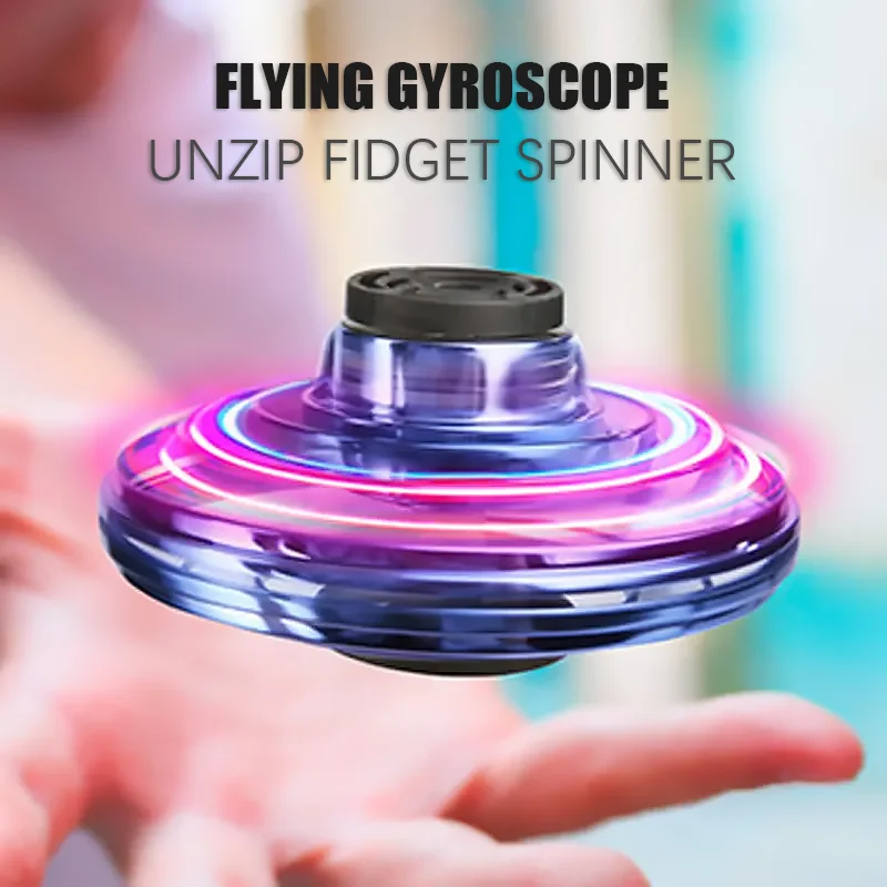 

Flynova Fidget Spinner Mini Drone LED UFO Type Flying Helicopter Spinner Fingertip Upgrade Flight Gyro Drone Toy Kids Gift