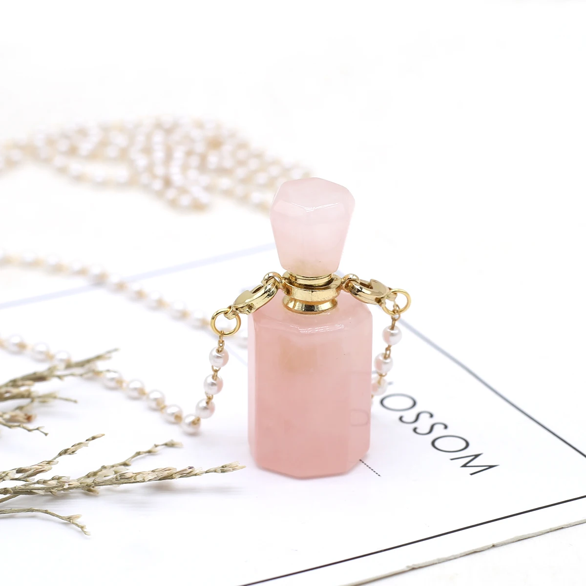 16x32mm Natural Stone Pendant Necklace Essential Oil Diffuser Rose Quartz Perfume Bottle Pendant for Women Jewerly Party Gift
16x32mm Natural Stone Pendant Necklace Essential Oil Diffuser Rose Quartz Perfume Bottle Pendant for Women Jewerly Party Gift