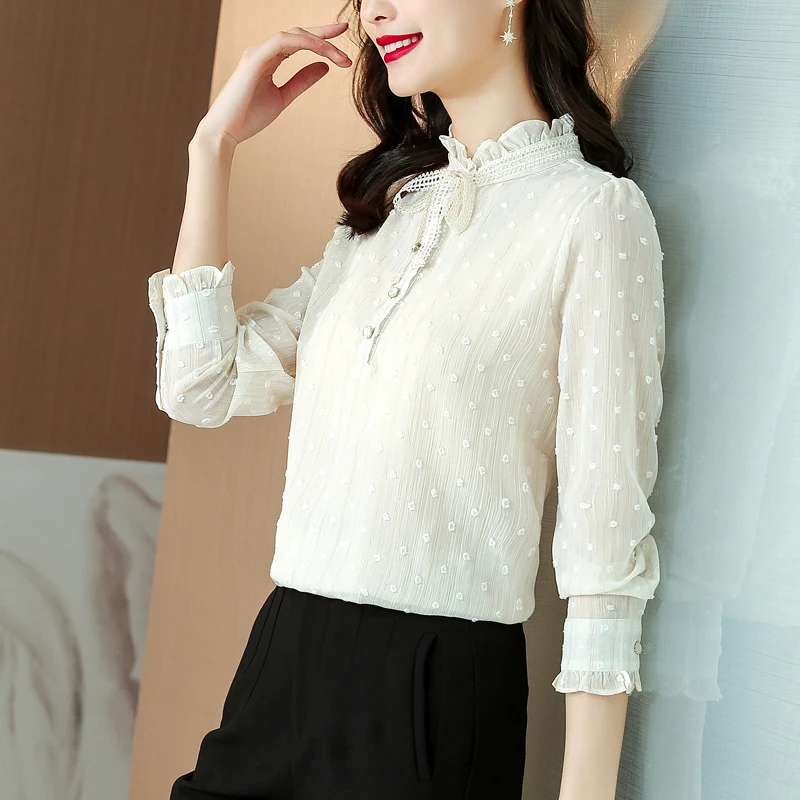 Chiffon Women's Blouse Lace O-Neck Shirt Summer Fashion Loose Long Sleeve Top Casual
Chiffon Women's Blouse Lace O-Neck Shirt Summer Fashion Loose Long Sleeve Top Casual