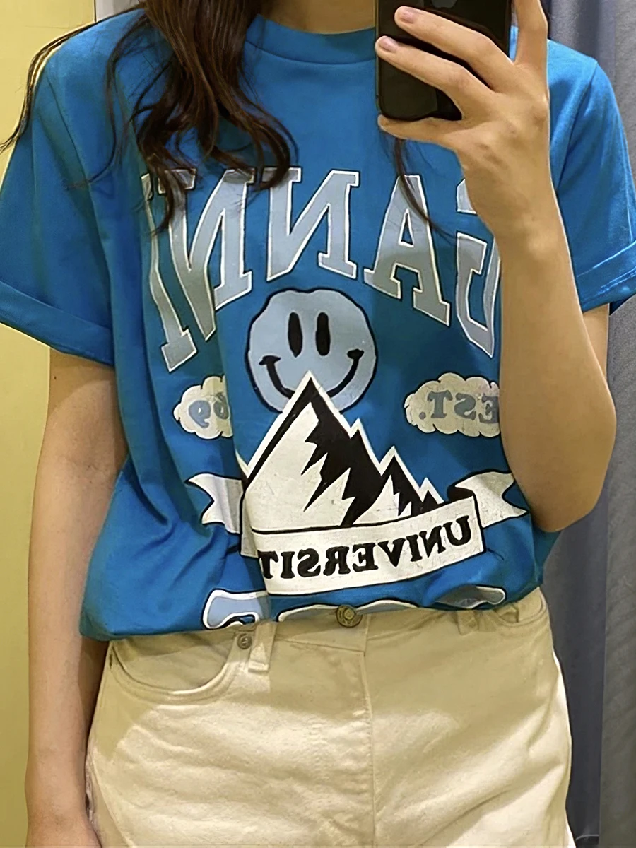Graphic Letter Print T-Shirt Woman Summer Round Neck Cotton Tee Shirts Femme Casual Vintage Tshirt Tops 2022 Lady Clothes
Graphic Letter Print T-Shirt Woman Summer Round Neck Cotton Tee Shirts Femme Casual Vintage Tshirt Tops 2022 Lady Clothes