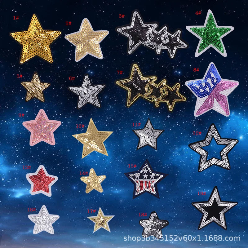 Glitter Sequined Gold White Star Stickers Patches For Clothing T-Shirt Jackets Sewing Iron On Patch Badge DIY Appliques
Glitter Sequined Gold White Star Stickers Patches For Clothing T-Shirt Jackets Sewing Iron On Patch Badge DIY Appliques