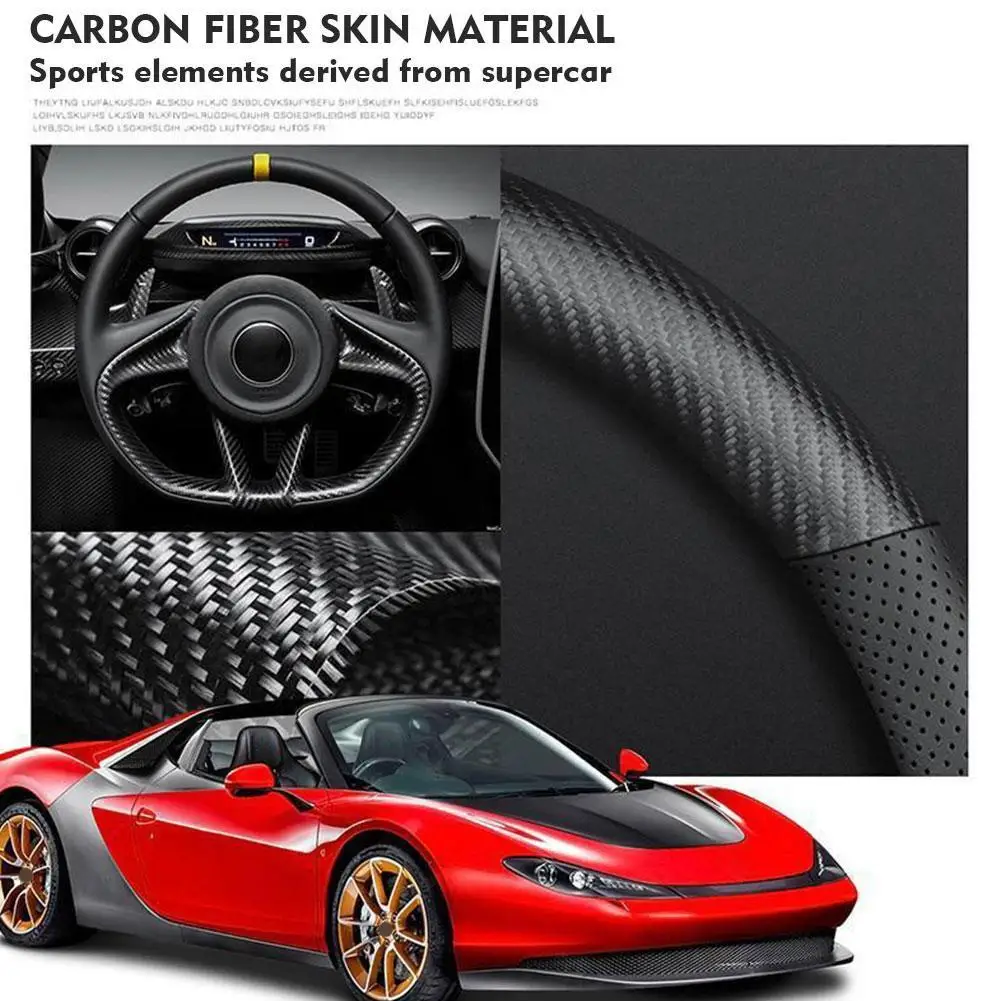 Car Steering Wheel Cover Carbon Fibre+Leather 38CM Sweat Accessory Breathable Non-slip Wear-resistant Absorbing Car Comfort D0K1
Car Steering Wheel Cover Carbon Fibre+Leather 38CM Sweat Accessory Breathable Non-slip Wear-resistant Absorbing Car Comfort D0K1