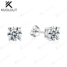 Moissanite Round 7MM 6MM 5MM 4MM Stud Earrings for Women Solid 925 Sterling Silver Jewelry Wedding Engagement With Certification